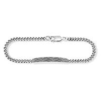 Caï Armband 925/- Sterling Silber oxidiert Wellen 21cm, Panzerkette