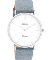 OOZOO Timepieces Horloge Vintage Glitter Blauw/Wit | C20147