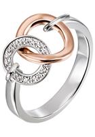 Jobo Fingerring, 925 Silber bicolor vergoldet mit 18 Zirkonia