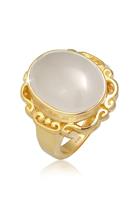 Elli PREMIUM Dames Vintage Chunky Trend Blogger met Maansteen in 925 Sterling Zilver Gold Plated