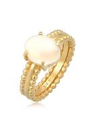 Elli PREMIUM Dames Chunky Glamour Trend Blogger Ovaal met Maansteen in 925 Sterling Zilver Verguld
