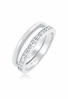 Elli Damesring Memorie Set Basic Trend met Kristallen in 925 Sterling Zilver