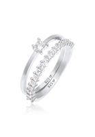 Elli Dames Solitaire Engagement Infinity met Zirconia Kristallen in 925 Sterling Zilver Verguld