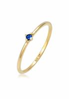 Elli Dames Solitaire met Synthetische Saffier in 925 Sterling Zilver Verguld