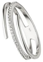 Jobo Silberring »Spiral-Ring mit 26 Zirkonia«, 925 Silber rhodiniert