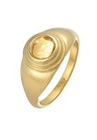 Elli PREMIUM Elli PREMIUM Ringen Dames zegelring rond klassiek met Citrien edelsteen in 925 Sterling Zilver verguld