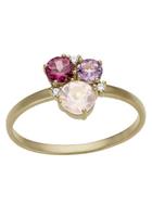 Firetti Goldring, mit Amethyst, Rhodolit, Rosenquarz und Brillanten