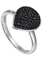 Jobo Fingerring »Tropfen-Ring mit 51 schwarzen Zirkonia«, 925 Silber