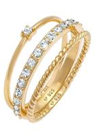 Elli Elli Ringen Dames Stapelringen Elegante Feestelijke Gelaagde Look met kristallen in 925 Sterling Zilver