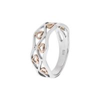 Zeeme Fingerring »925/- Sterling Silber Herzen 2-farbig«