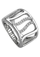 Jobo Fingerring »Breiter Ring mit 32 Zirkonia«, 925 Silber rhodiniert