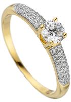 Jobo Fingerring »Ring mit Zirkonia«, 925 Silber vergoldet
