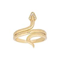 CAÏ Fingerring »925 Silber vergoldet Schlange mit Zirkonia«, strukturierte Oberfläche