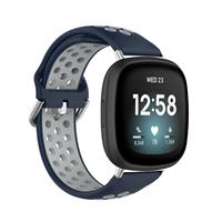Strap-it Fitbit Sense sport bandje (blauw/grijs)