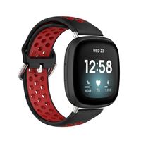 Strap-it Fitbit Sense sport bandje (zwart/rood)