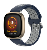 Strap-it Fitbit Versa 3 sport bandje (blauw/grijs)