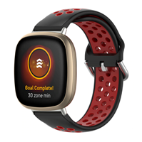Strap-it Fitbit Versa 3 sport bandje (zwart/rood)