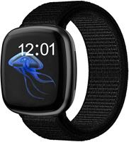 Strap-it Fitbit Sense nylon bandje (zwart)