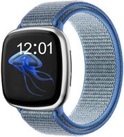 Strap-it Fitbit Sense nylon bandje (lichtblauw)