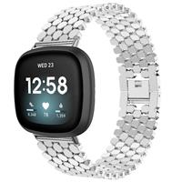 Strap-it Fitbit Versa 3 stalen vis band (zilver)