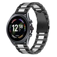 Strap-it Fossil Gen 6 - 44mm stalen band (zwart/zilver)