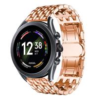 Strap-it Fossil Gen 6 - 44mm stalen draak band (rosé goud)