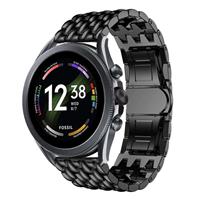 Strap-it Fossil Gen 6 - 44mm stalen draak band (zwart)