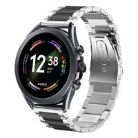 Strap-it Fossil Gen 6 - 44mm stalen band (zilver/zwart)