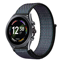 Strap-it Fossil Gen 6 - 44mm nylon band (zwart/blauw)