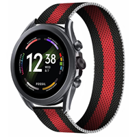 Strap-it Fossil Gen 6 - 44mm Milanese band (zwart/rood)