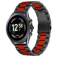 Strap-it Fossil Gen 6 - 44mm stalen band (zwart/rood)
