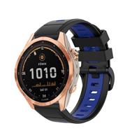 Strap-it Garmin Fenix 7s sport gesp band (zwart/blauw)