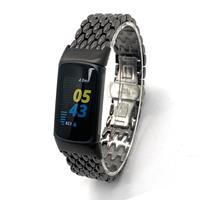 Strap-it Fitbit Charge 5 stalen draak band (zwart)