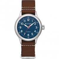 Bulova 96A282 Unisex-Armbanduhr Automatik Military Braun/Blau