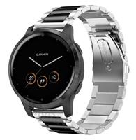 Strap-it Garmin Vivoactive 4s stalen band - 40mm - zilver/zwart