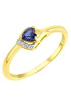 Firetti Zilveren ring Hart met saffier (synth.), zirkoon (synthetisch)