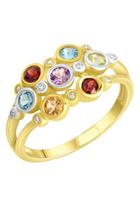 Firetti Silberring »Multi«, mit Amethyst, Blautopas (behandelt), Citrin, Granat, Peridot, Zirkonia (synth)