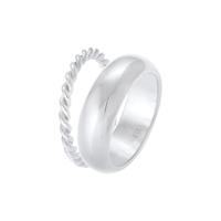 Elli PREMIUM Dames Bandring Set Basic Twisted in 925 Sterling Silver verguld