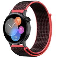 Strap-it Huawei Watch GT 3 42mm nylon band (zwart/rood)