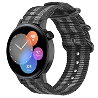 Strap-it Huawei Watch GT 3 42mm nylon gesp band (zwart/grijs)