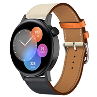 Strap-it Huawei Watch GT 3 42mm leren bandje (wit/donkerblauw)