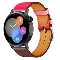 Strap-it Huawei Watch GT 3 42mm leren bandje (knalroze/roodbruin)