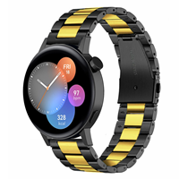 Strap-it Huawei Watch GT 3 42mm stalen band (zwart/goud)