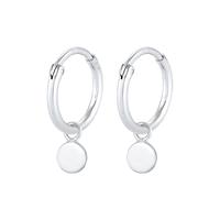 Elli Dames Creolen Plaat Hanger Basic in 925 Sterling Zilver roségoud verguld