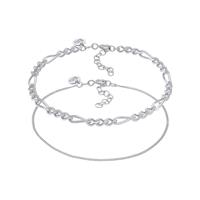 Elli PREMIUM Dames stoeprandketting Figaro ketting Set Basic Minimal Elegant in 925 Sterling Zilver