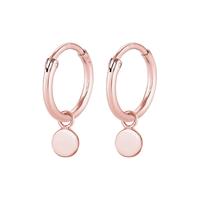 Elli Dames Creolen Plaat Hanger Basic in 925 Sterling Zilver roségoud verguld