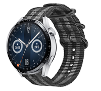 Strap-it Huawei Watch GT 3 46mm nylon gesp band (zwart/grijs)