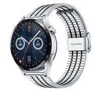 Strap-it Huawei Watch GT 3 46mm roestvrij stalen band (zilver/zwart)