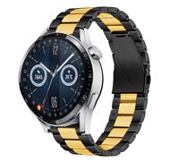 Strap-it Huawei Watch GT 3 46mm stalen band (zwart/goud)