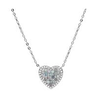 Fossil Kette mit Anhänger »Herz, STERLING SILVER, JFS00570040«, mit Perlmutt und Zirkonia